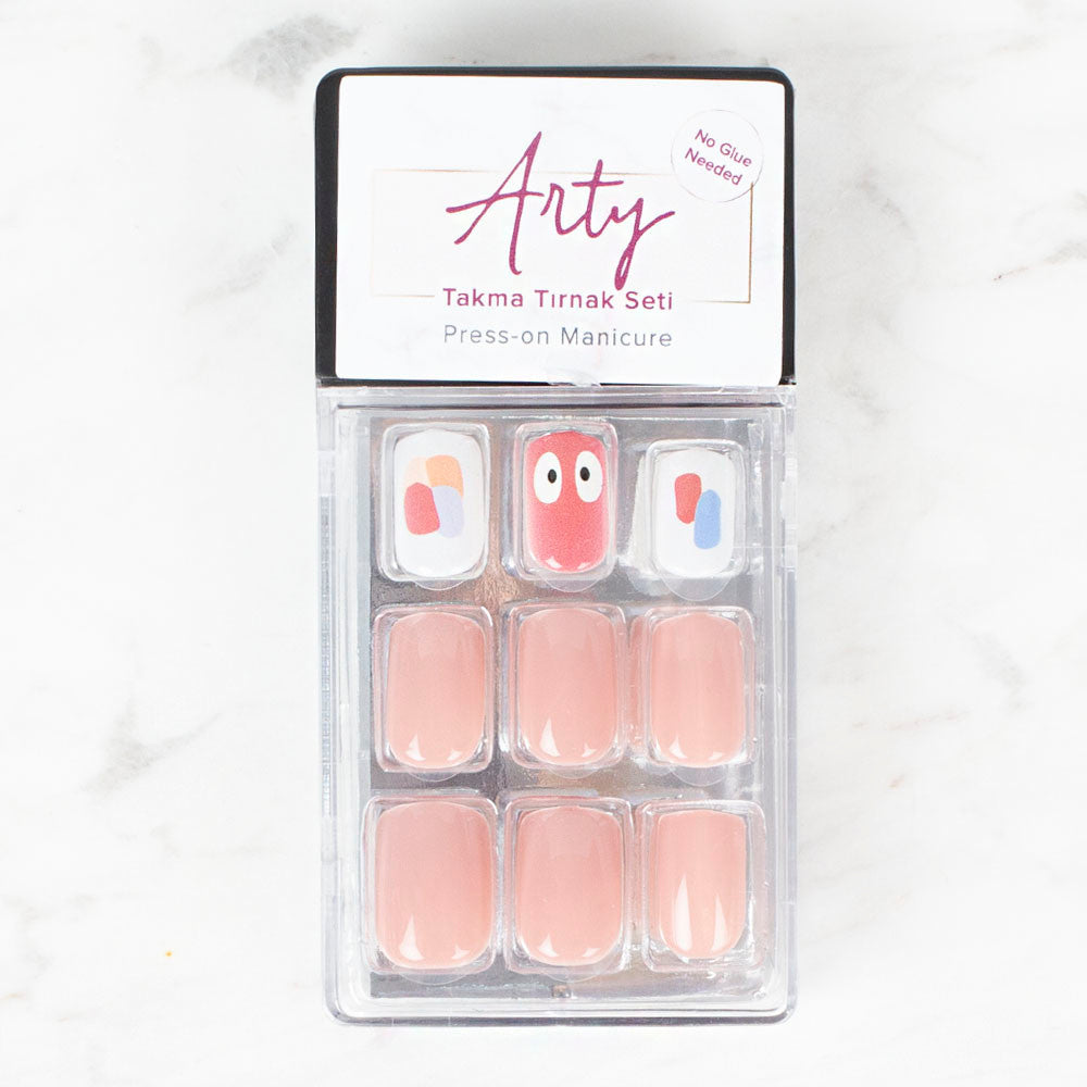 Arty Takma Tırnak Seti \ Parlak Pudra - Fırça Desen